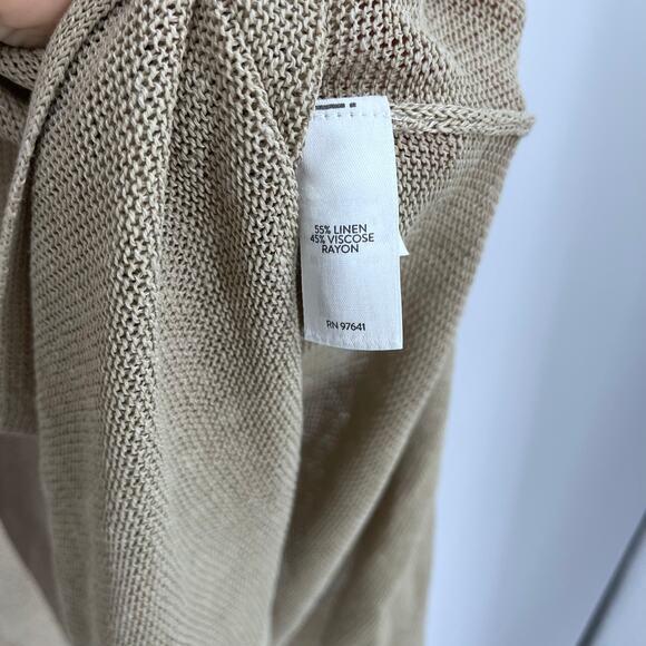 J.Jill Linen Blend Oatmeal Button Long Knit Cardigan Coastal Minimal XL Petite - Picture 6 of 9